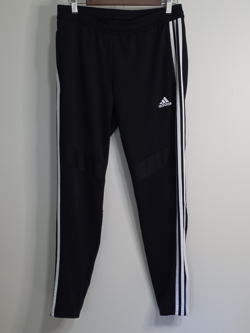 adidas ClimaCool Men's Black Track Pants with White Three-Stripes 30 In Length